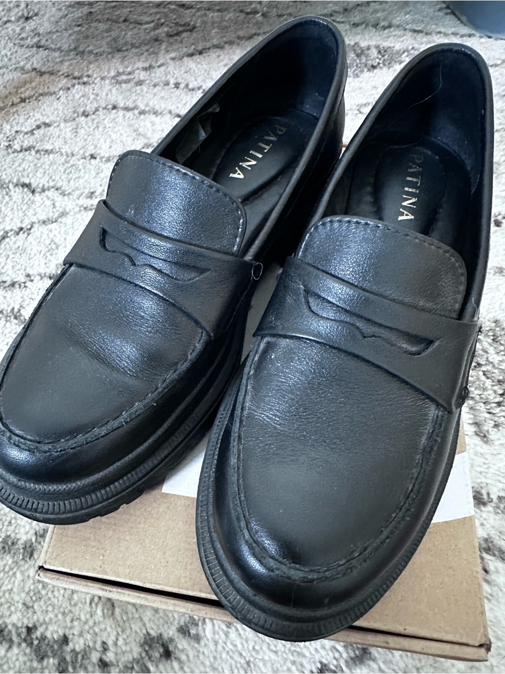 Patina (Portland Leather’s shoe brand) Black Leather Chunky Penny Loafers